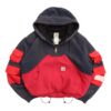 Reworked Carhartt RD Half-zip Tactical Patchwork Hoodie Navy Red