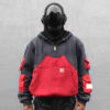 Reworked Carhartt RD Half-zip Tactical Patchwork Hoodie Navy Red