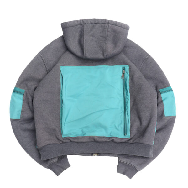Reworked Carhartt RD Zip-Up Tactical Boxy Hoodie Grey Teal Blue