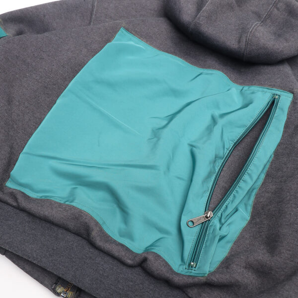 Reworked Carhartt RD Zip-Up Tactical Boxy Hoodie Grey Teal Blue