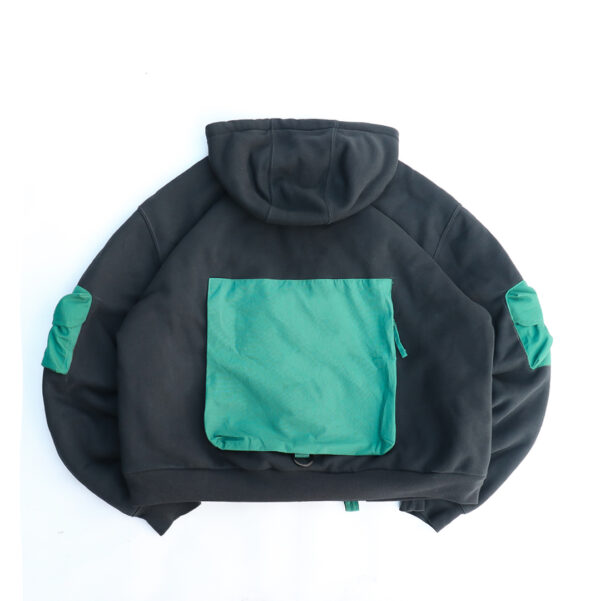 Reworked Carhartt RD Zip-up Tactical Boxy Hoodie Black Teal