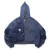 Reworked Carhartt RD Zip-up Tactical Boxy Hoodie Navy