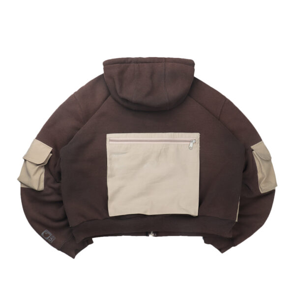 Reworked Carhartt RD Zip-up Tactical Boxy Hoodie Brown
