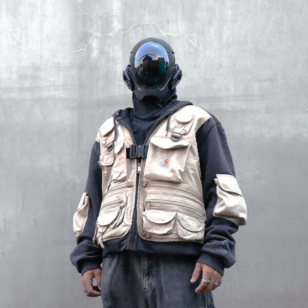 Reworked Carhartt RD Tactical Crop Zip Hoodie Black Tan