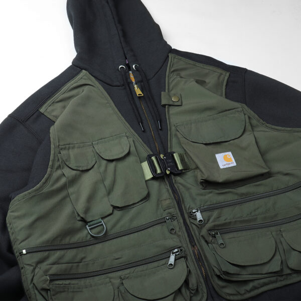310-2 Reworked Carhartt RD Tactical Crop Zip Hoodie Black Olive