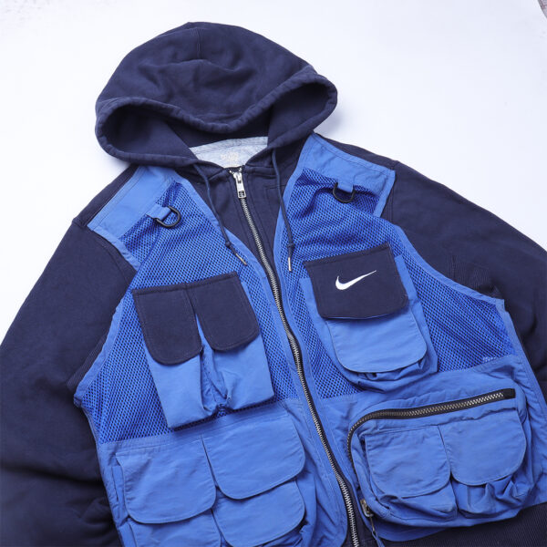 Reworked Nike Tactical Zip-up Hoodie navy Blue